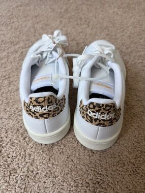 adidas White Sneakers with Leopard Heel